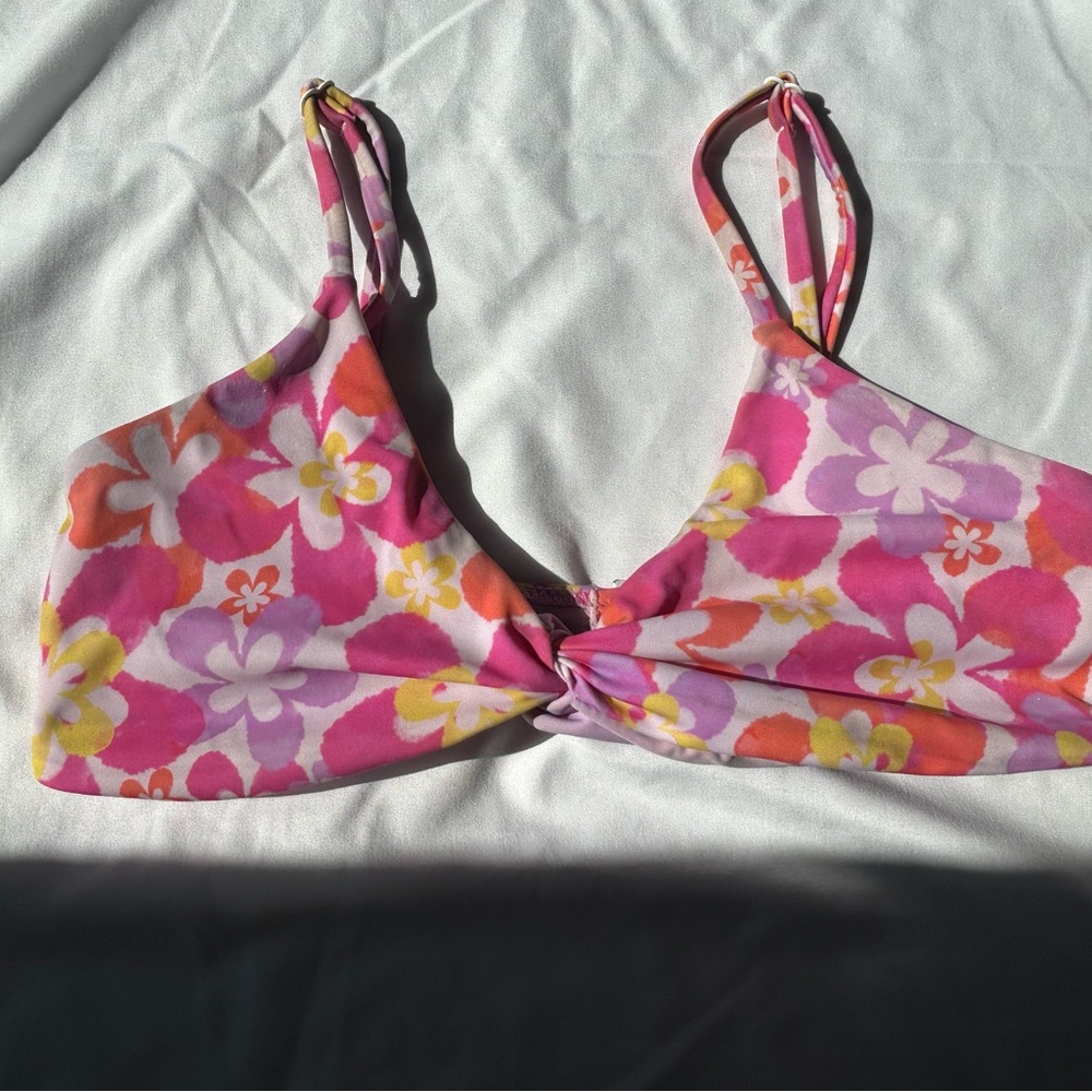 Floral Bikini Top in Pink and Purple